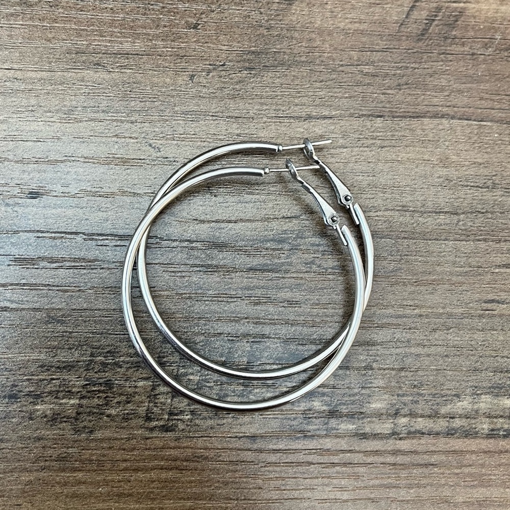 2 inch silver hoop earrings sensitive